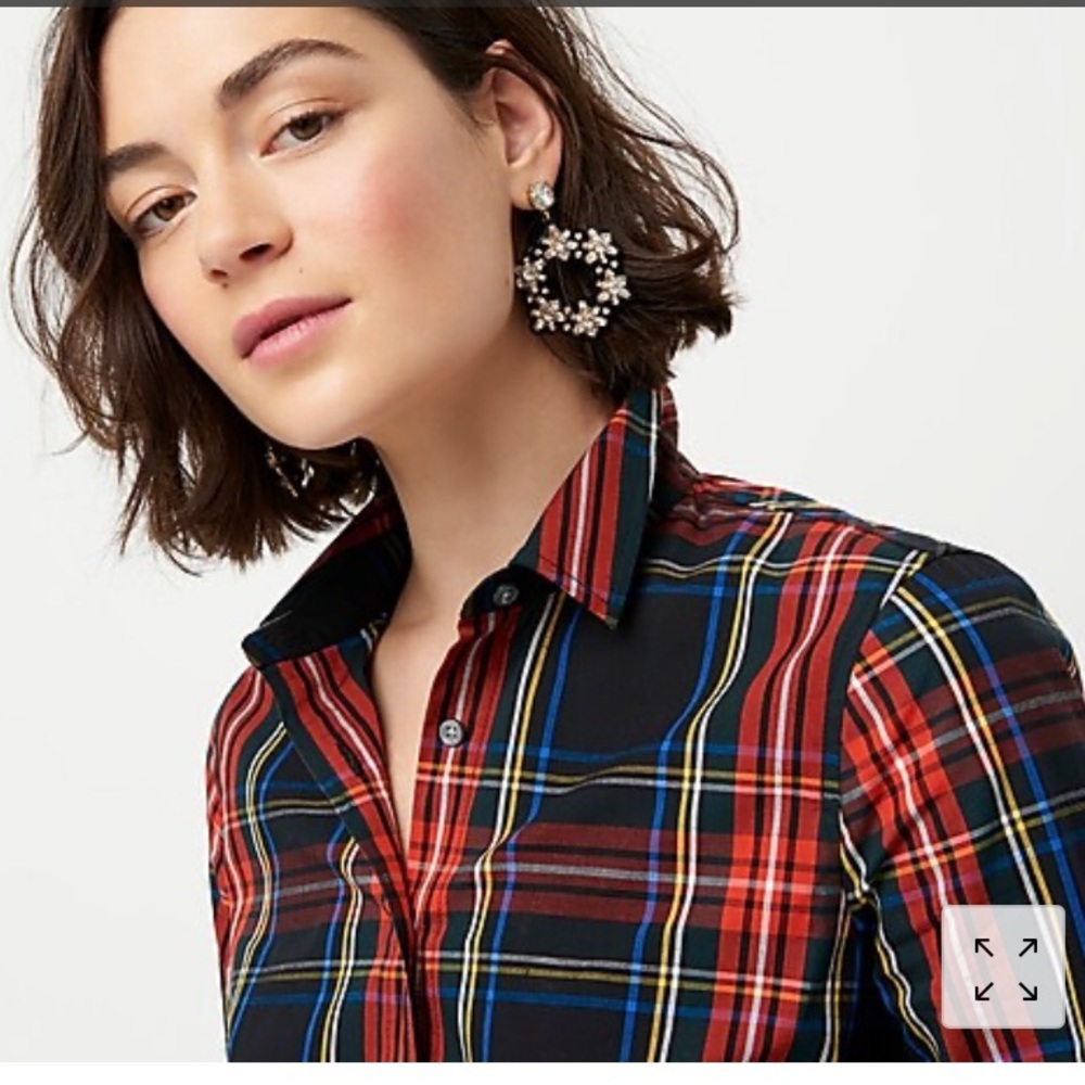 J.Crew Petite slim stretch button up in Stewart tartan in size 00P